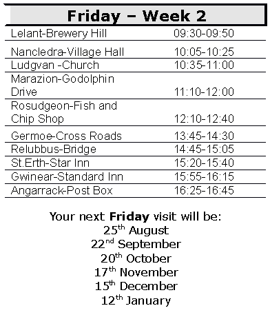 Week 2 timetable (Sept 2017 to end January 2018)